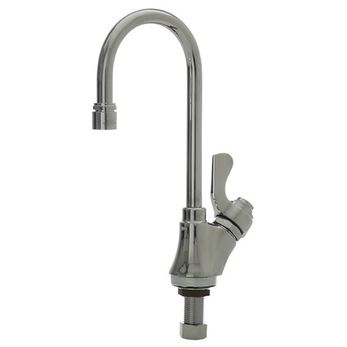 Lead-free gooseneck faucet, self-closing