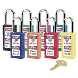 Eight 411 tall Xenoy padlocks, 1ea color