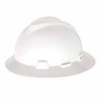 V-Gard Full Brim Hard Hat, Ratchet,White