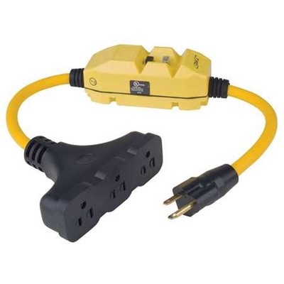 Plug-In GFCI with Cord 2' ylw rainproof