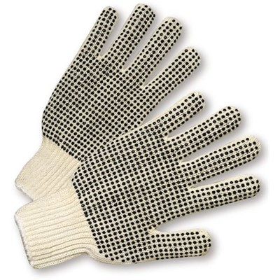 String Knit Glove, PVC Dots 2 Sides, LG