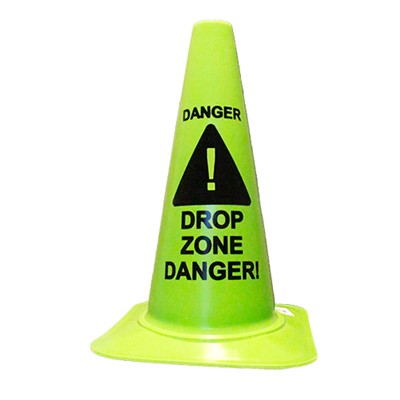 18in DANGER DROP ZONE Cone, Lime green