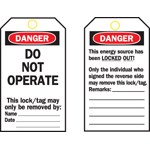 Lockout Tags -DO NOT OPERATE- Polyester