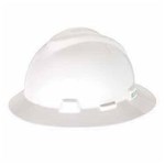 V-Gard Full Brim Hard Hat, Ratchet,White