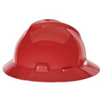 V-Gard Full Brim Hard Hat, Ratchet, Red
