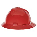 V-Gard Full Brim Hard Hat, Ratchet, Red